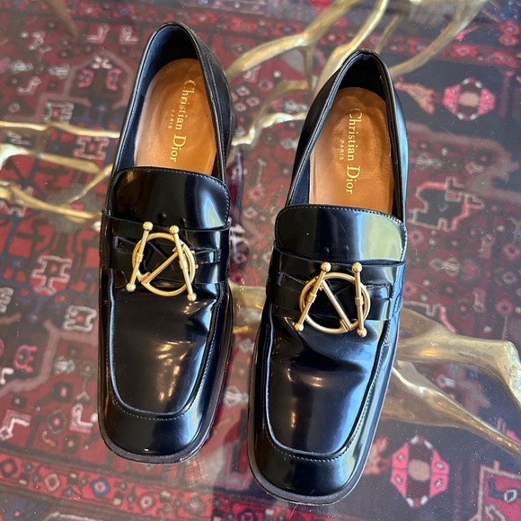 Authentic Dior Direction Black Leather and Gold Loafers - Picture 5 of 6